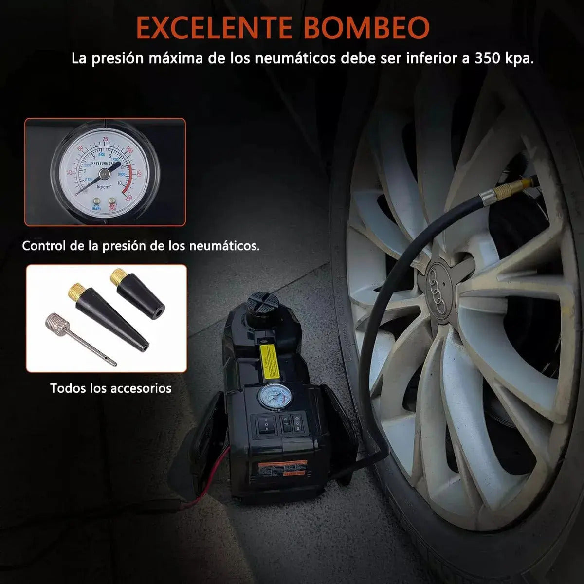 Gato Hidráulico Eléctrico 3 en 1 – 5 Toneladas, Llave 350 N/M y Compresor 150 PSI
