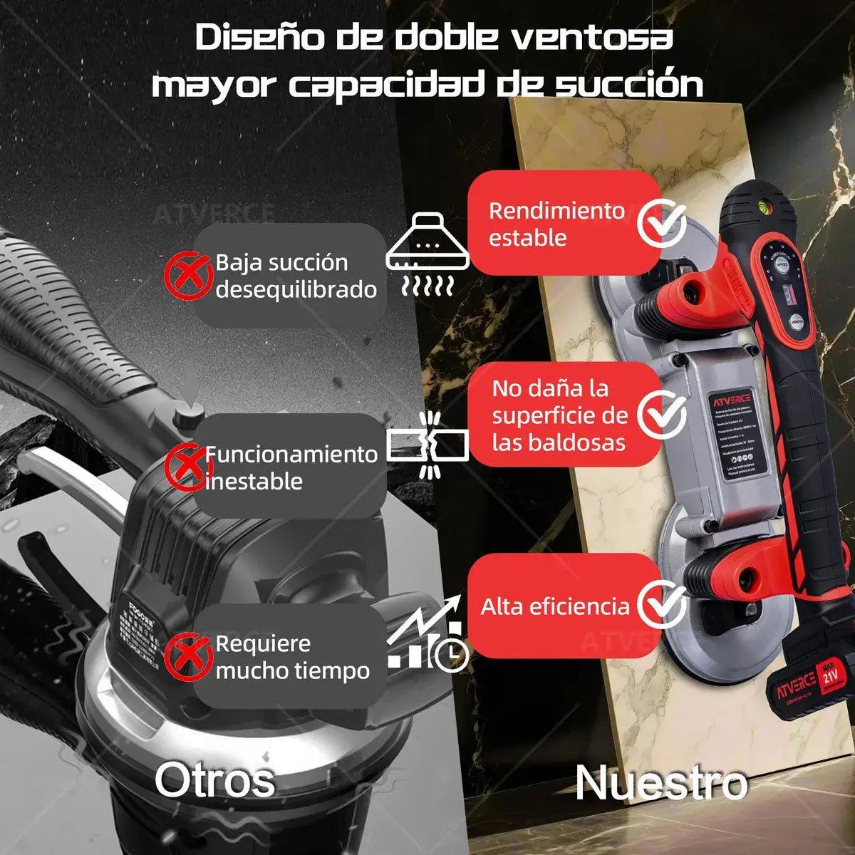 Nivelador Eléctrico de Azulejos 21V | Ventosa Doble 28000 RPM