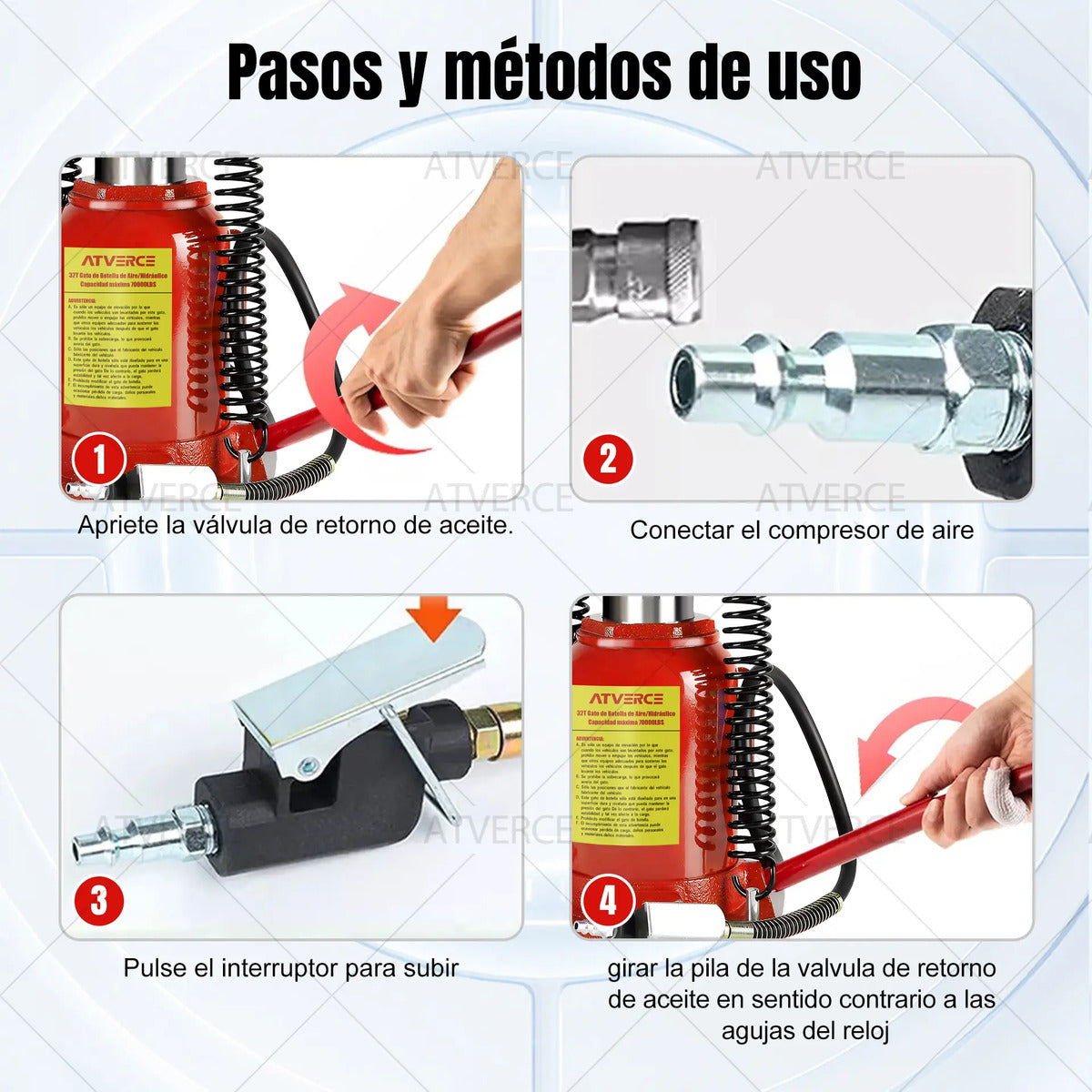 Gato Hidráulico Neumático 32 Toneladas – Modo Aire y Manual con 2 Mangos