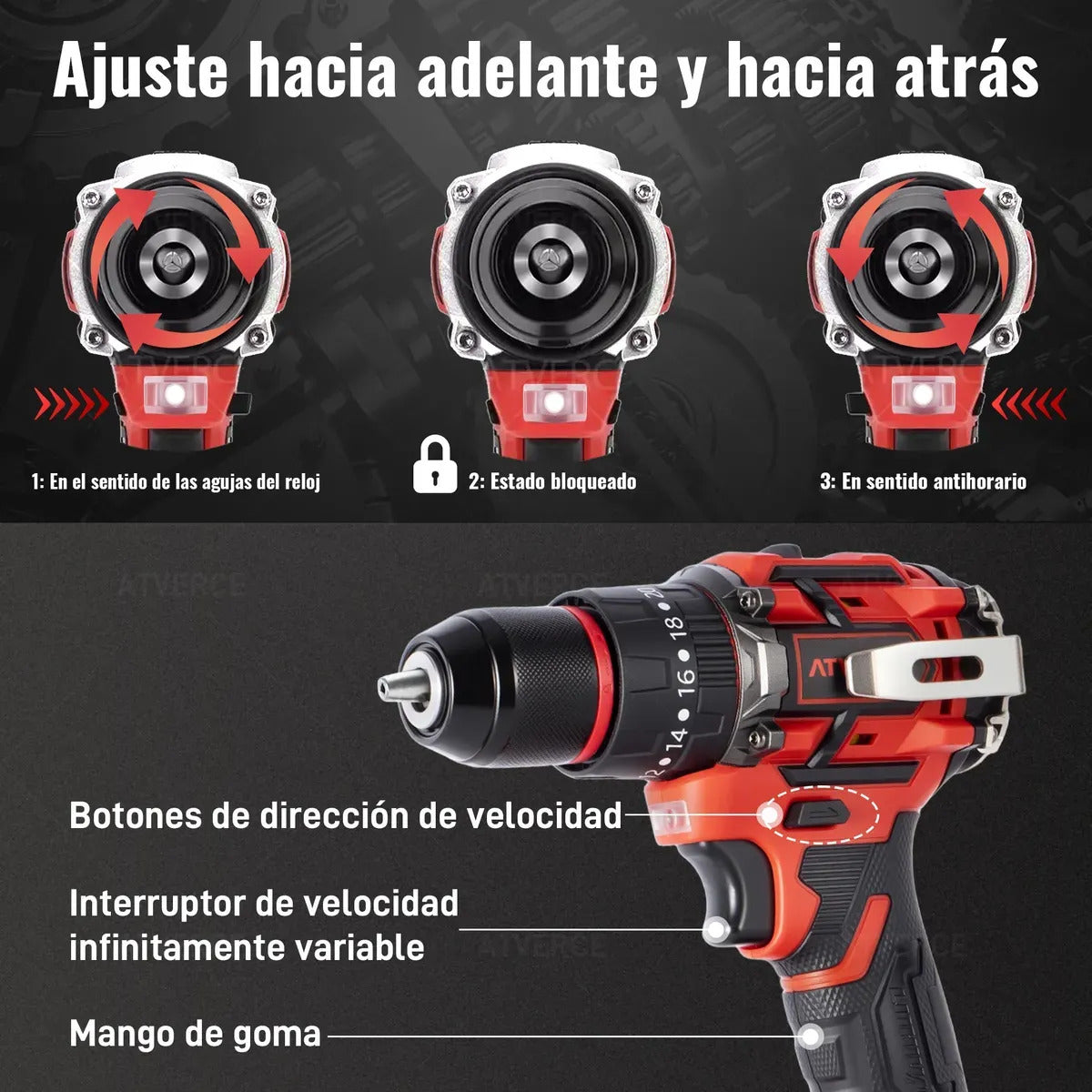 Taladro Percutor Sin Escobillas 21V – 3 Modos y Doble Batería 2600mAh