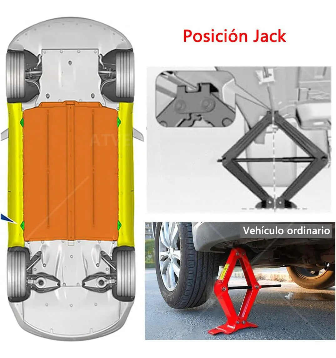 Gato de Tijera 2 Toneladas – Acero Forjado, Elevación 100‑390 mm para Coche y SUV