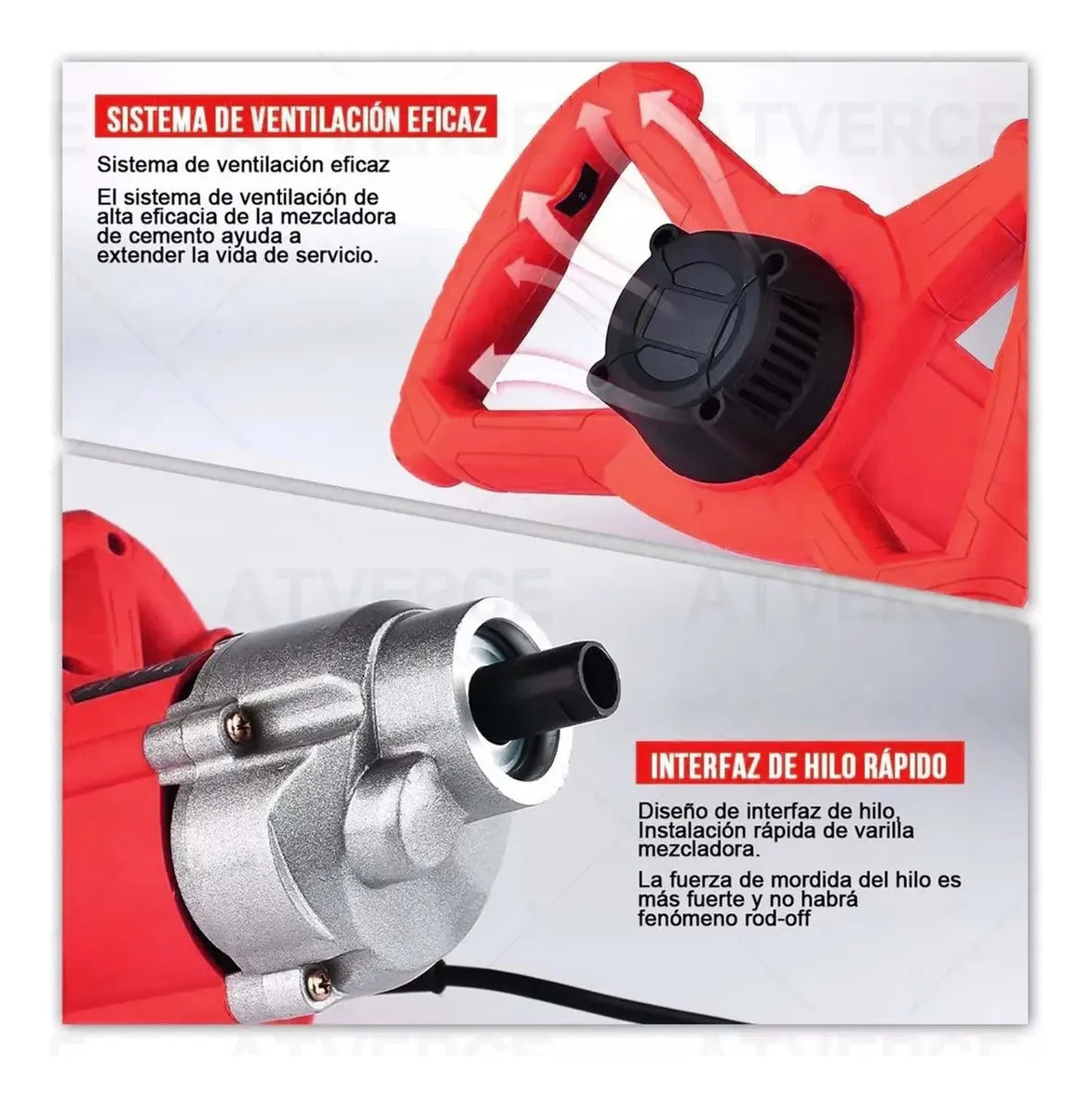 Batidora Eléctrica 2500W – 6 Velocidades, 1100 RPM para Cemento y Pintura