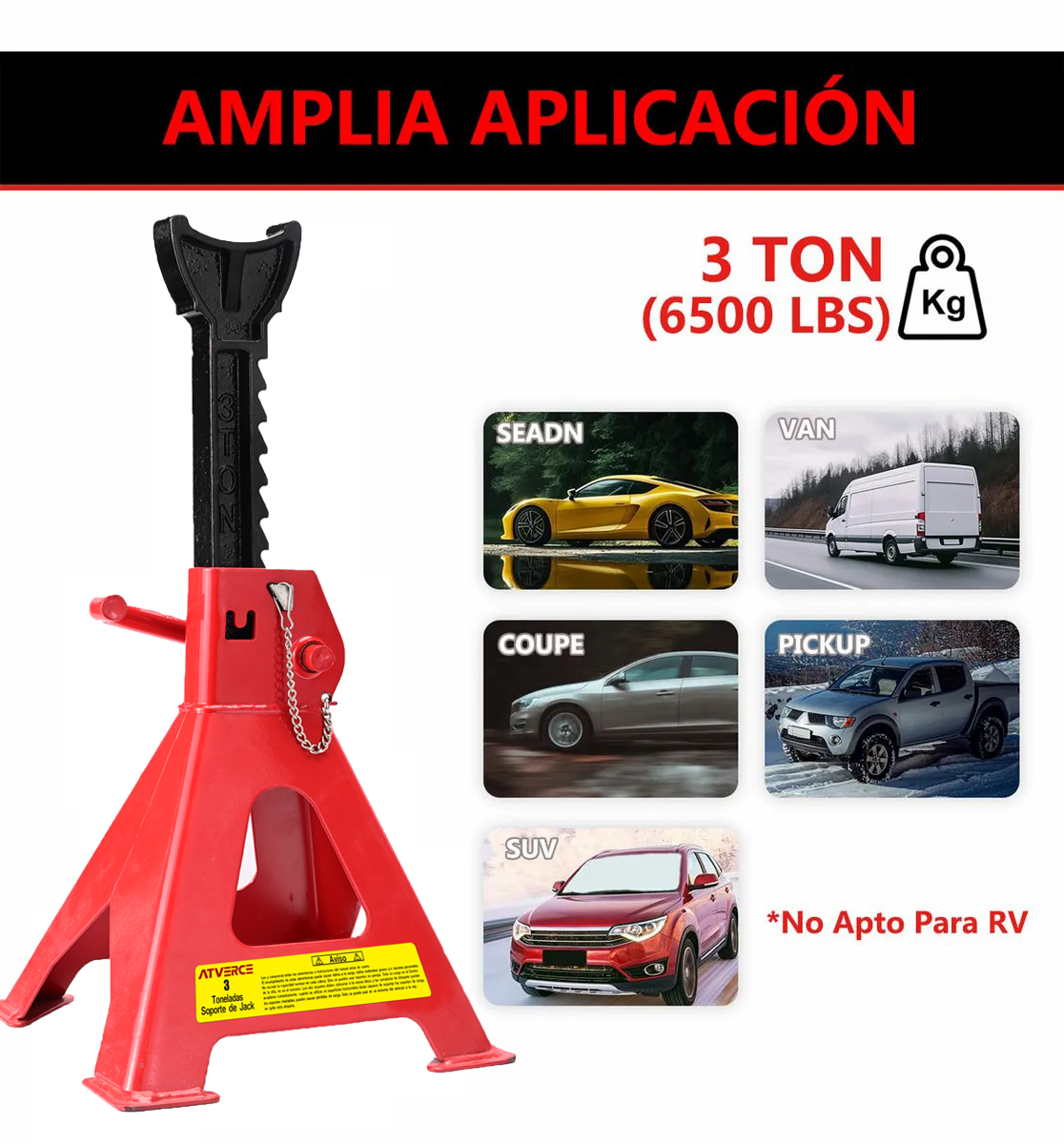 Gato de Torre 3 Toneladas – Cremallera Ajustable para Coche y SUV