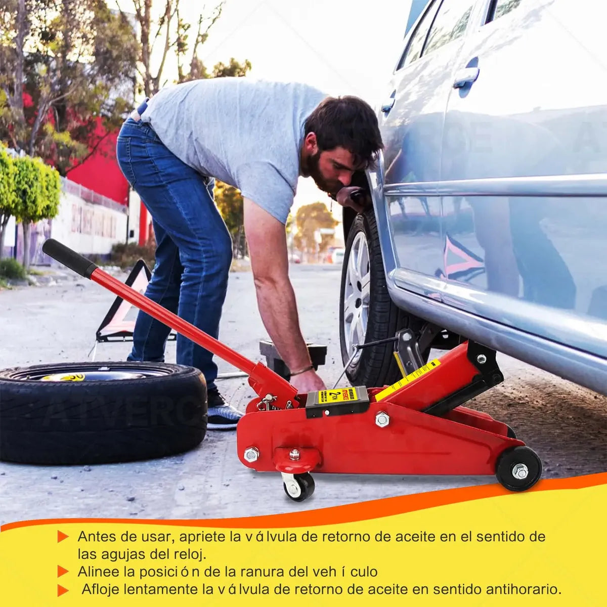 Gato Hidráulico 2T Tipo Horizontal para Auto | Elevación 135-320mm | Acero Reforzado con Válvula de Seguridad