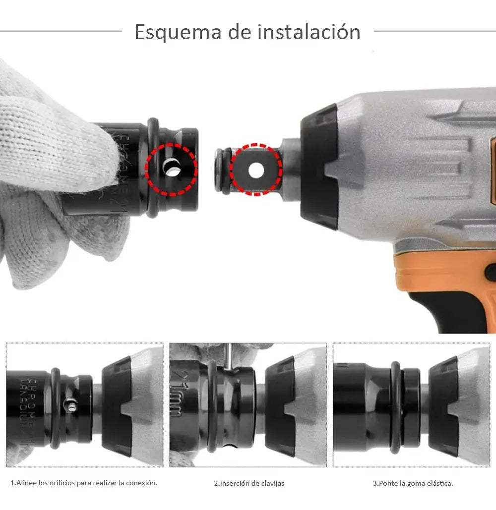 Juego de 10 Dados de Impacto 1/2″ – CRV, 80mm y Estuche