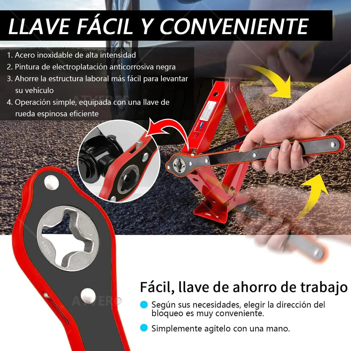 Gato de Tijera 2 Toneladas – Acero Forjado, Elevación 100‑390 mm para Coche y SUV