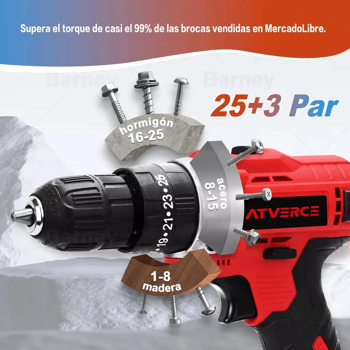 Taladro Percutor Inalámbrico 21V – 3 Modos, 25 Niveles de Par, Kit con Batería y Estuche