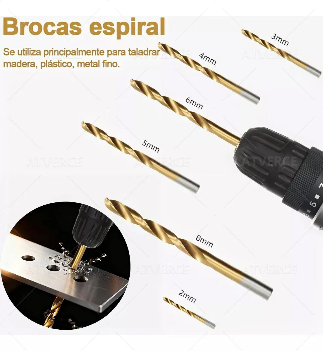 Juego de 16 Brocas Multimaterial – HSS Titanio, Carburo y Acero para Madera