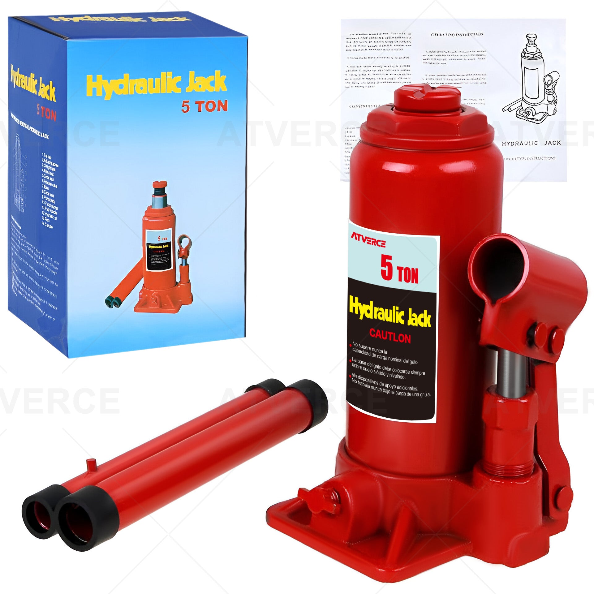Gato Hidráulico Vertical 5 Toneladas – Ligero 2.9 kg para Coche y SUV
