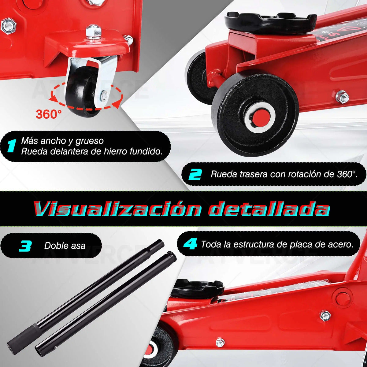 Gato Hidráulico Horizontal 3 Toneladas – Elevación 140‑460 mm para Coches y SUVs