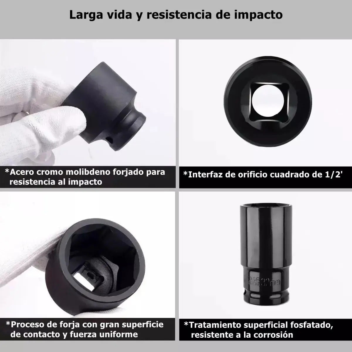 Juego de Dados de Impacto 35 Piezas – 1/2″ CRV para Coche y Moto