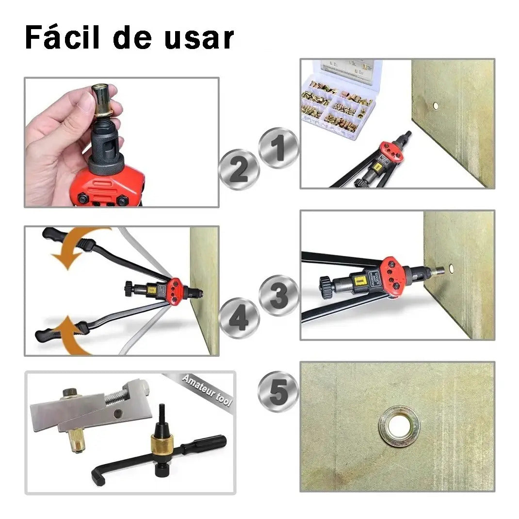 Kit de 300 Tuercas Remachables de Cabeza Plana – Acero Galvanizado M3 a M8