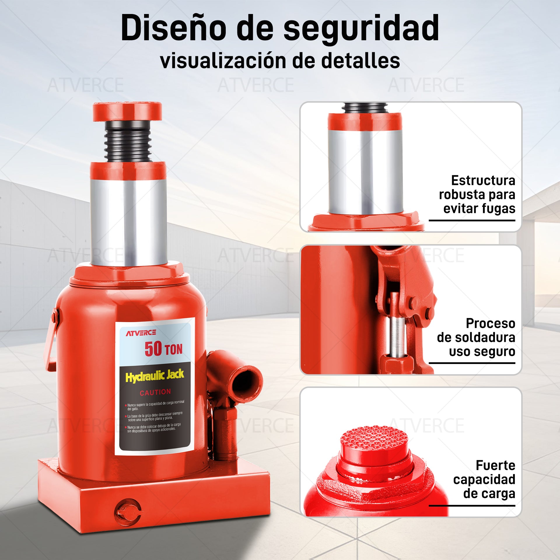 Gato Hidráulico Vertical 50 Toneladas – Elevación 255‑465 mm para Vehículos Pesados