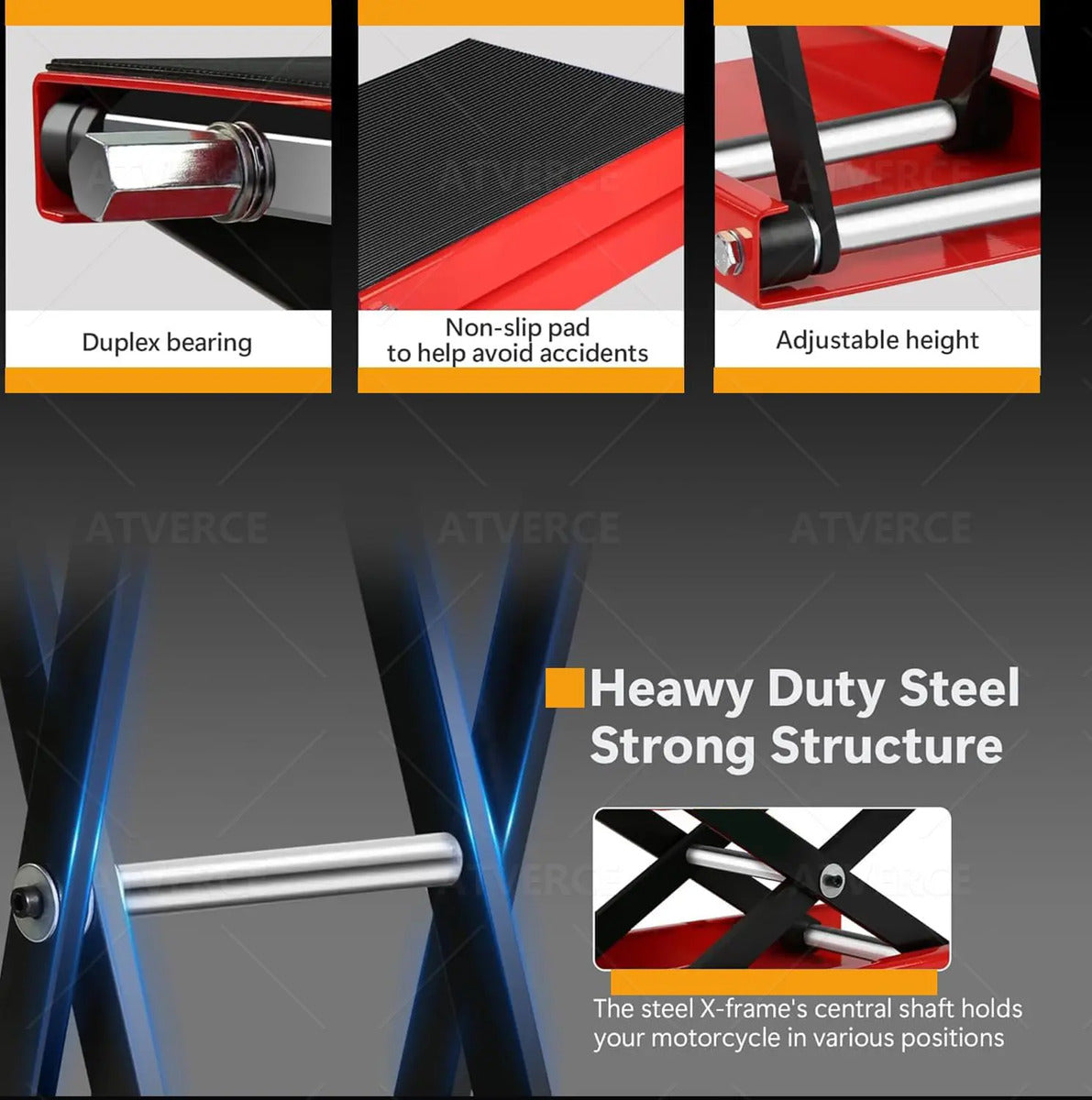 Gato Central para Moto 500 kg – Elevación 9.5‑35 cm con Plataforma Antideslizante