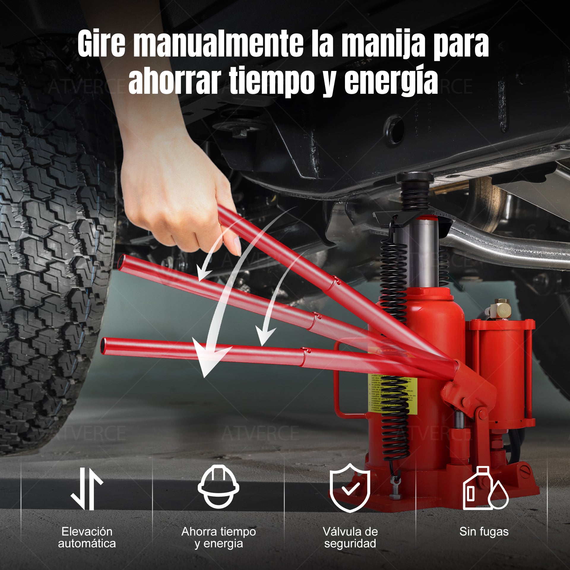 Gato Hidráulico Neumático 20 Toneladas – Modo Aire y Manual con 2 Mangos