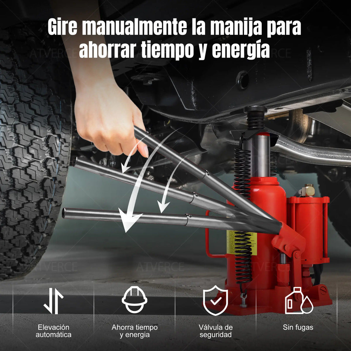 Gato Hidráulico Neumático 12 Toneladas – Modo Aire y Manual con 2 Mangos