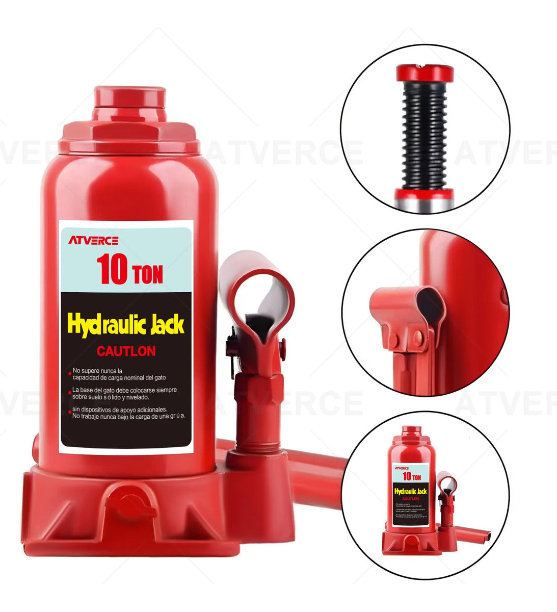 Gato Hidráulico Vertical 10 Toneladas – Elevación 195‑380 mm para Coche y SUV