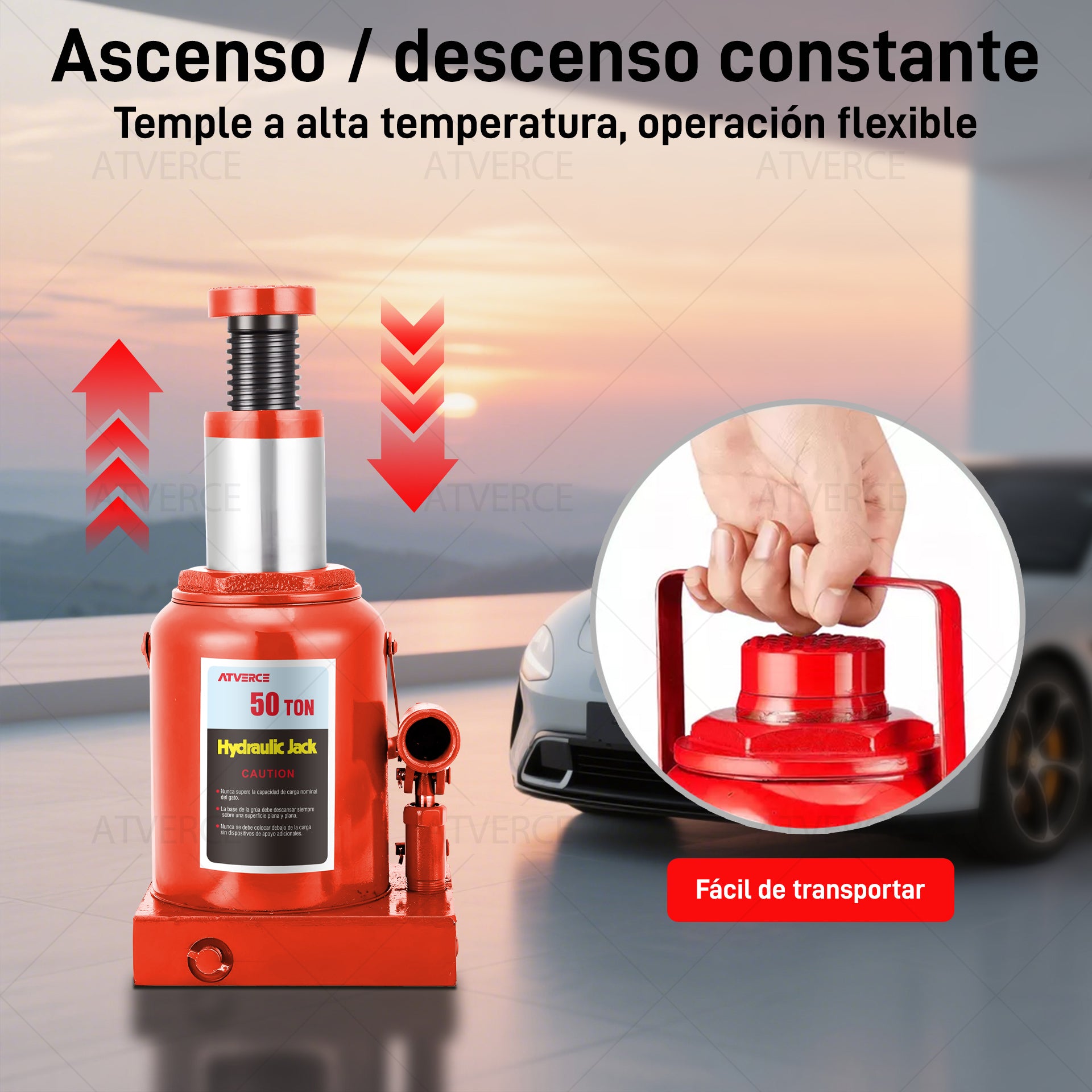 Gato Hidráulico Vertical 50 Toneladas – Elevación 255‑465 mm para Vehículos Pesados