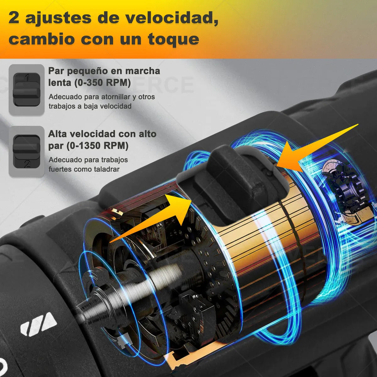 Taladro Eléctrico 21V – Velocidad Variable 0‑1350 RPM con Eje Flexible y Maletín