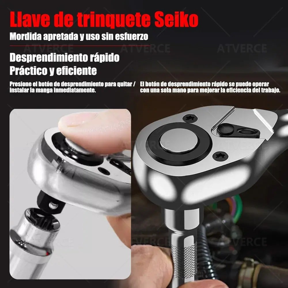 Juego de Herramientas 46 Piezas 1/4" con Carraca | Acero Cr-V Profesional | Kit Mecánico Automotriz Portátil