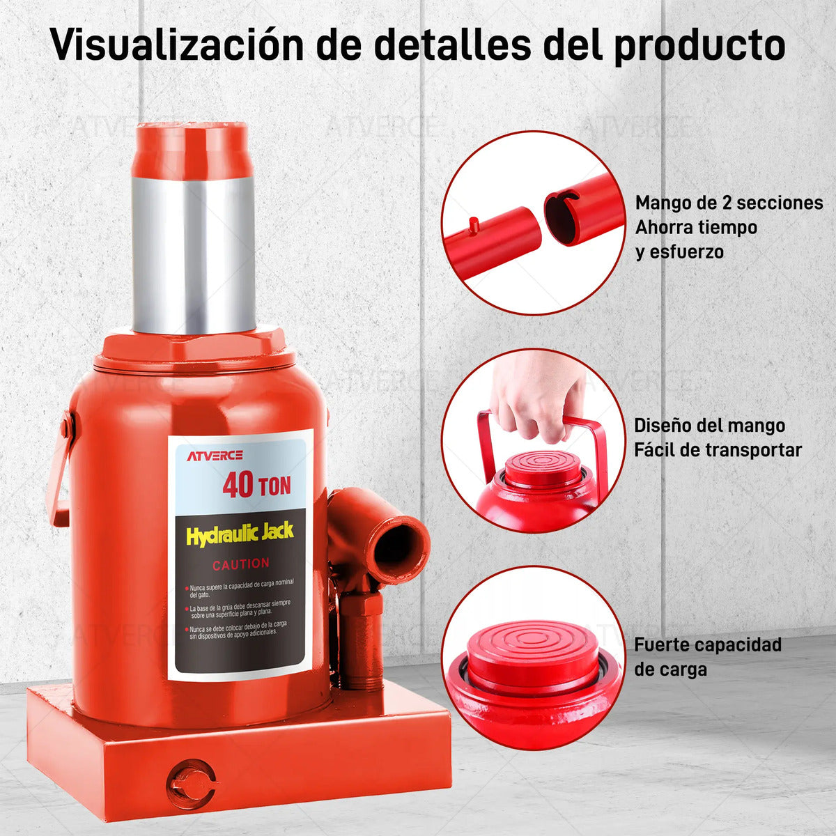 Gato Hidráulico Vertical 40 Toneladas – Elevación 250‑400 mm para Vehículos Pesados
