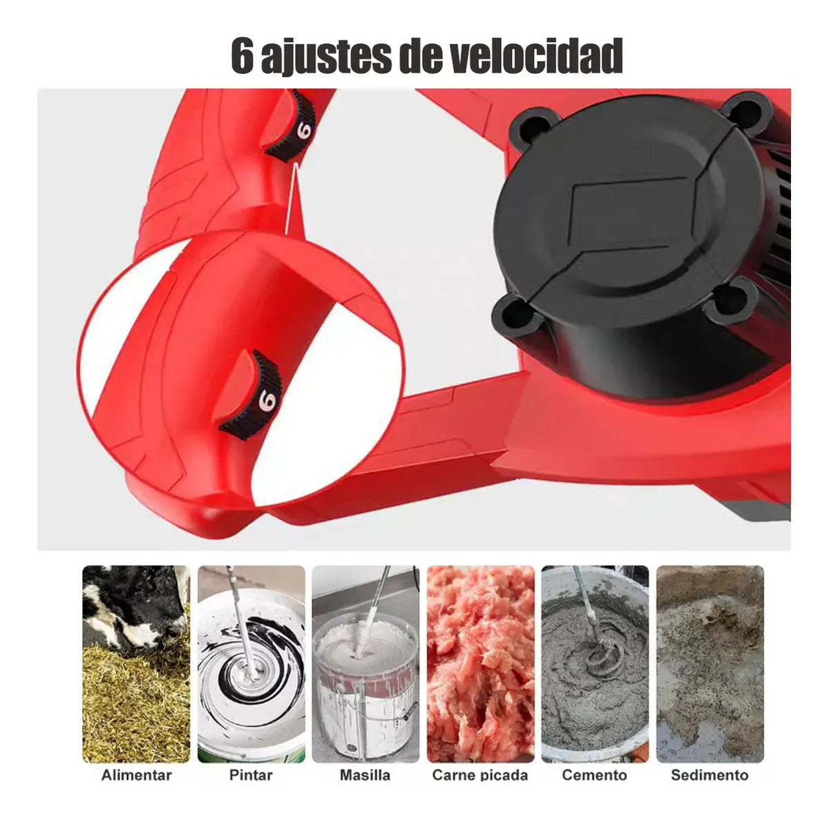 Batidora Eléctrica 2500W – 6 Velocidades, 1100 RPM para Cemento y Pintura