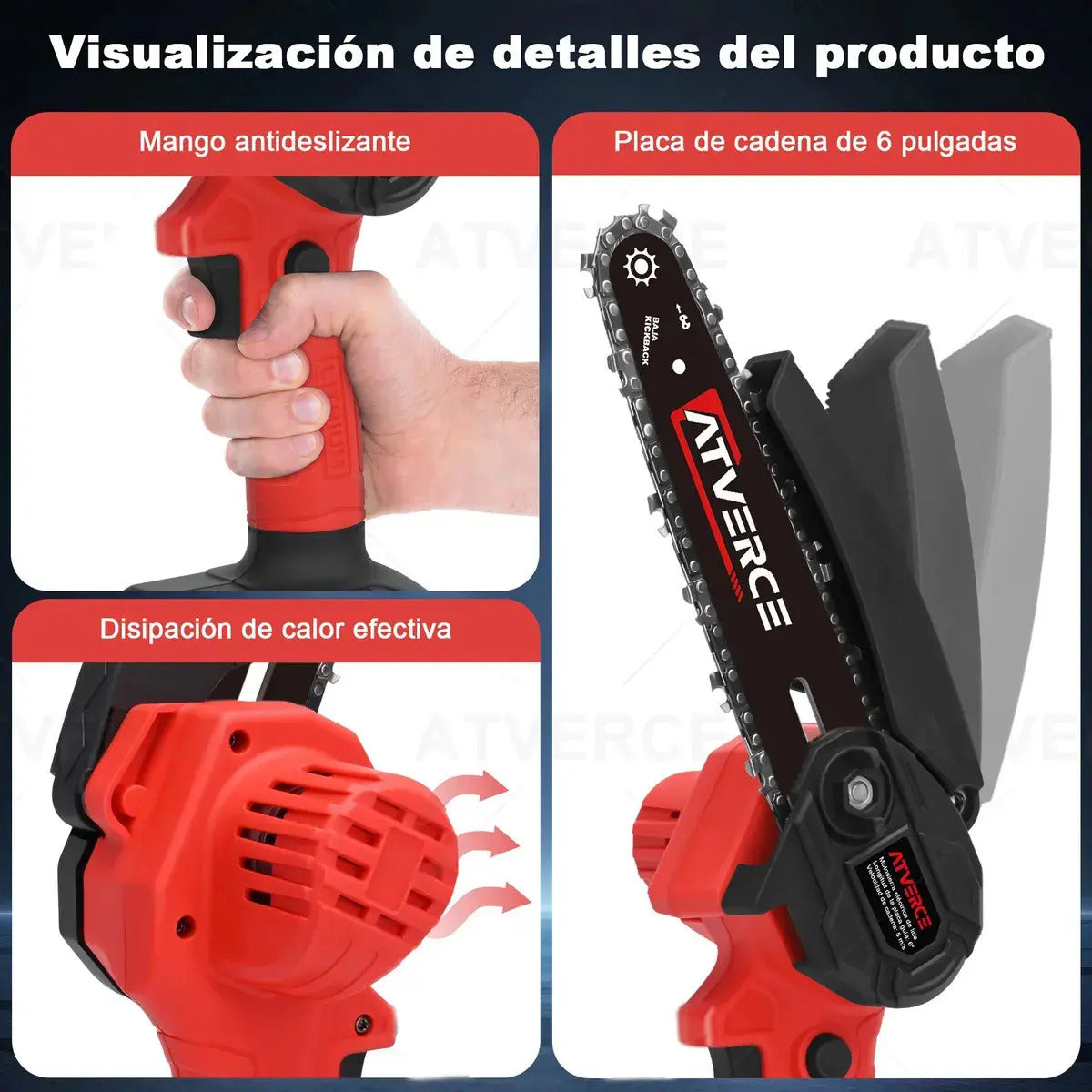 Sierra de Podar Eléctrica 21V – 6 Pulgadas, Doble Batería 1300mAh y 5m/s de Corte