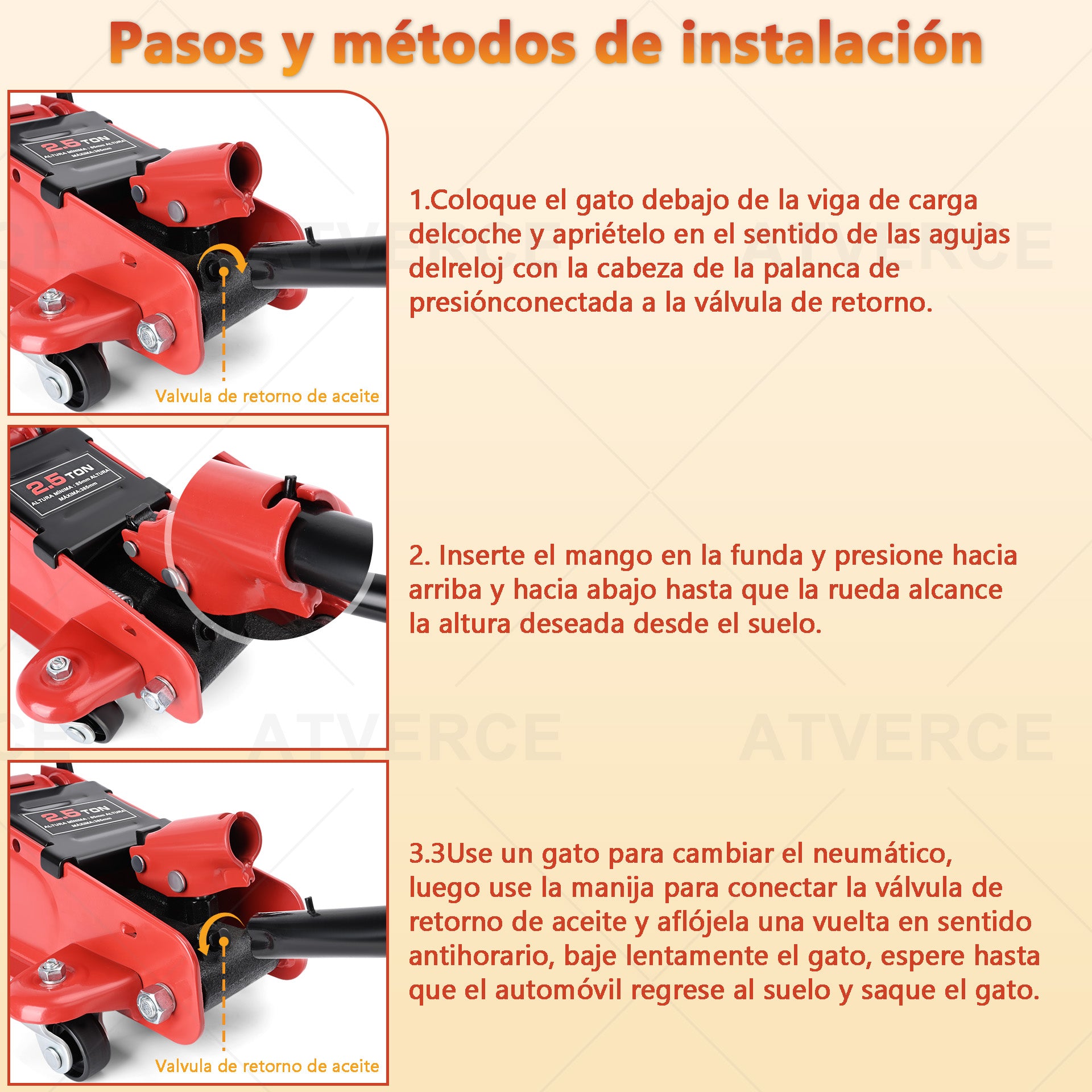Gato Hidráulico Horizontal 2.5T – Elevación 85‑385 mm para Coche y SUV