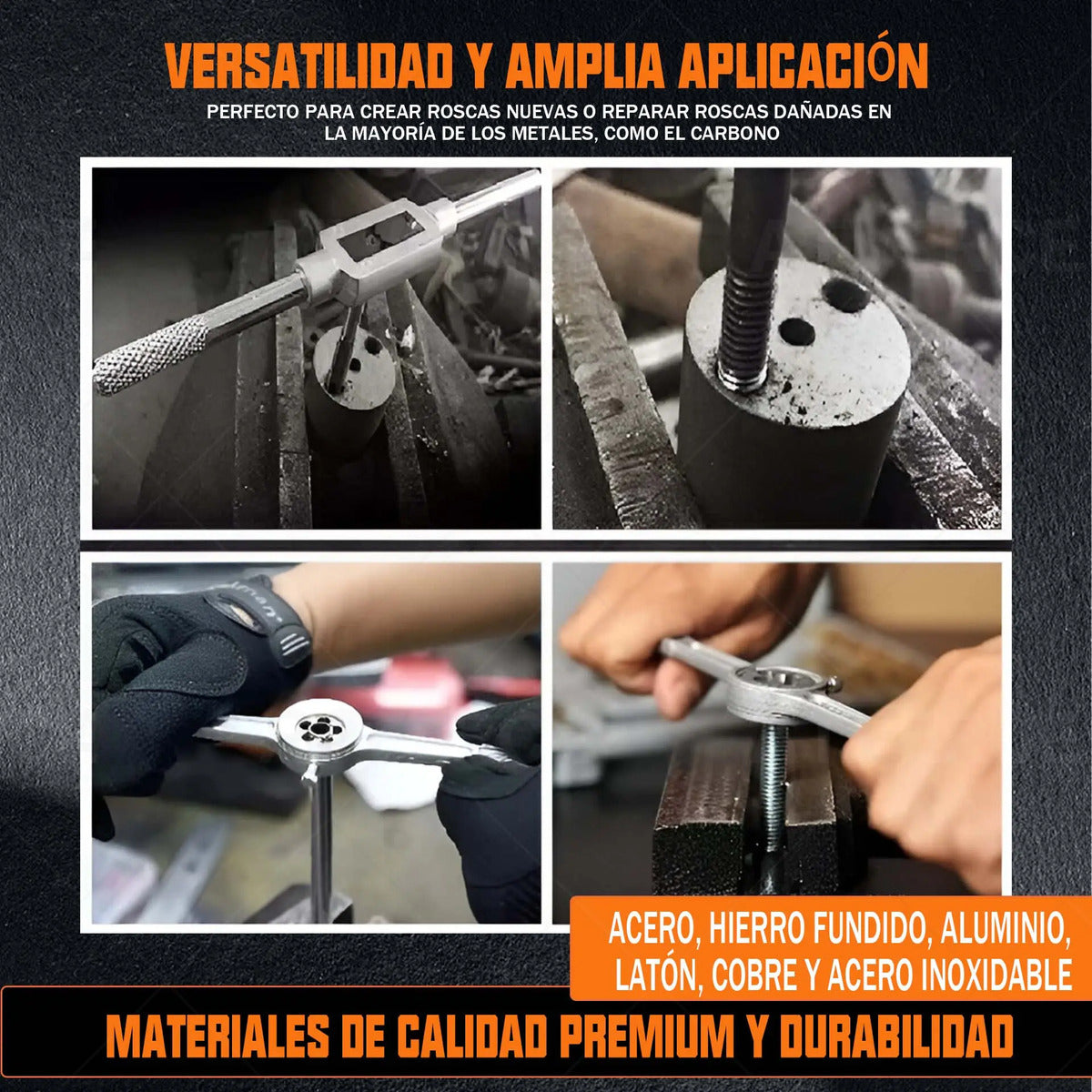 Juego de Machos y Terrajas 40 Piezas – Sistema Imperial, Acero GCr15 HRC 60