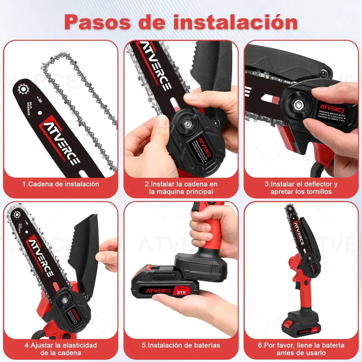 Mini Motosierra Eléctrica Inalámbrica 6 Pulgadas | Potente y Ligera para Jardín