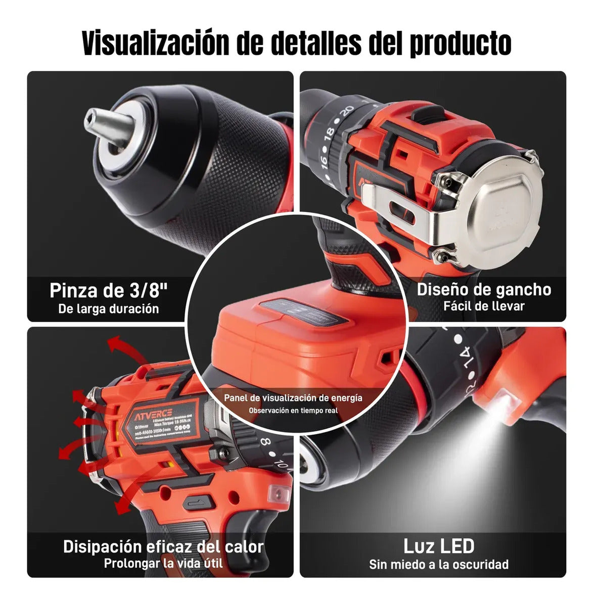 Taladro Percutor Sin Escobillas 21V – 3 Modos y Doble Batería 2600mAh