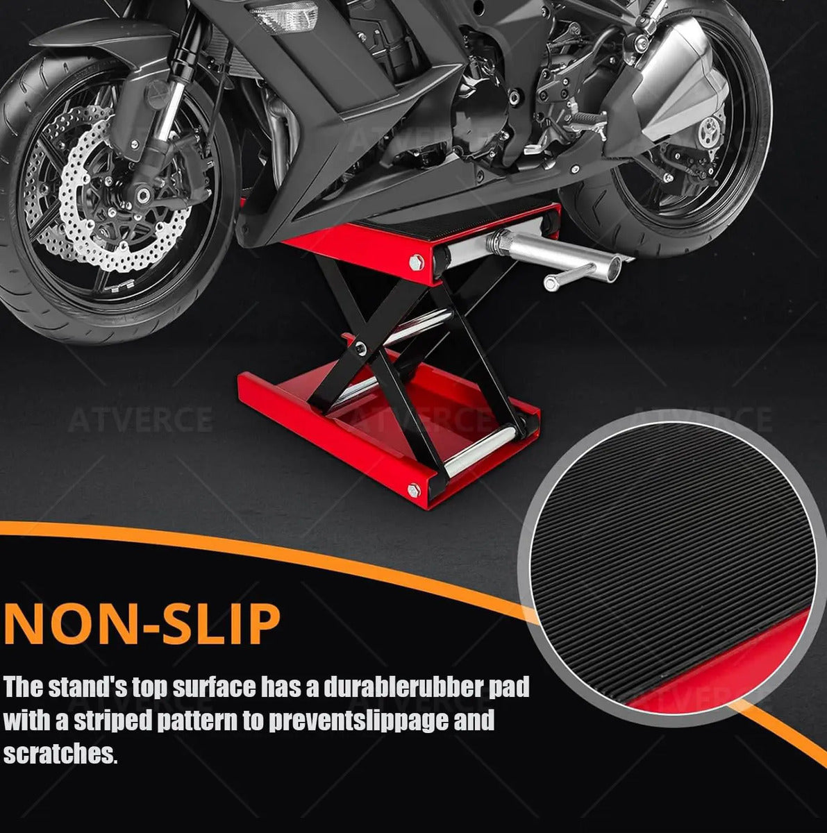 Gato Central para Moto 500 kg – Elevación 9.5‑35 cm con Plataforma Antideslizante