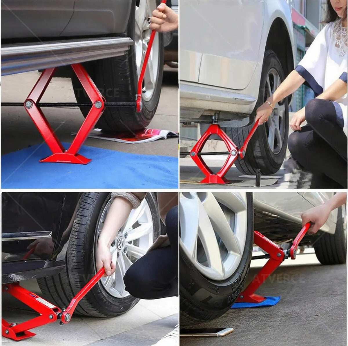 Gato de Tijera 2 Toneladas – Acero Forjado, Elevación 100‑390 mm para Coche y SUV