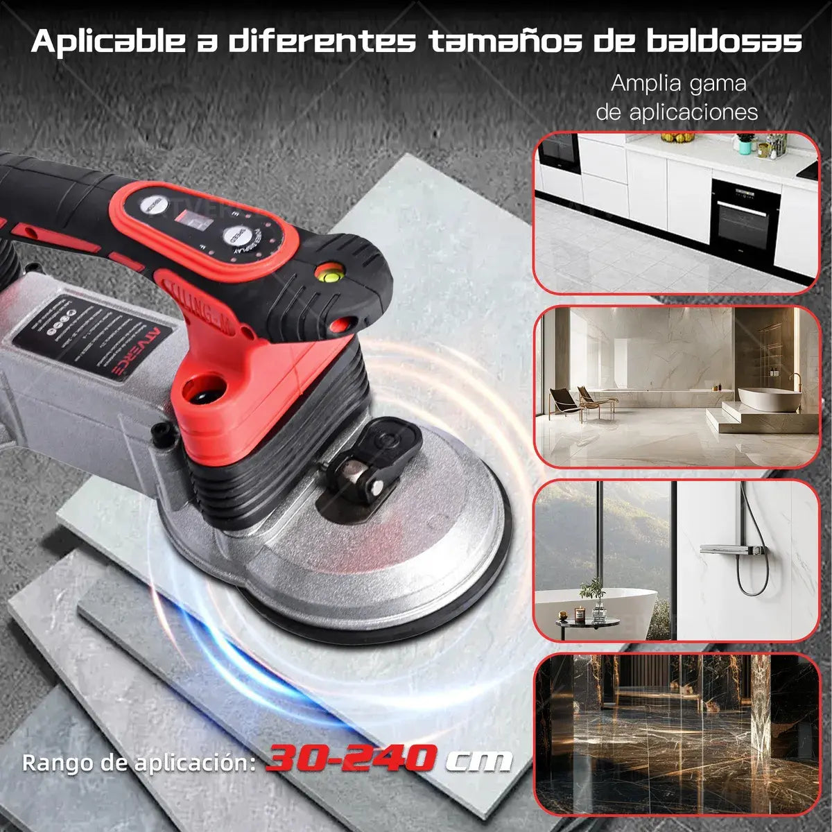 Nivelador Eléctrico de Azulejos 21V | Ventosa Doble 28000 RPM