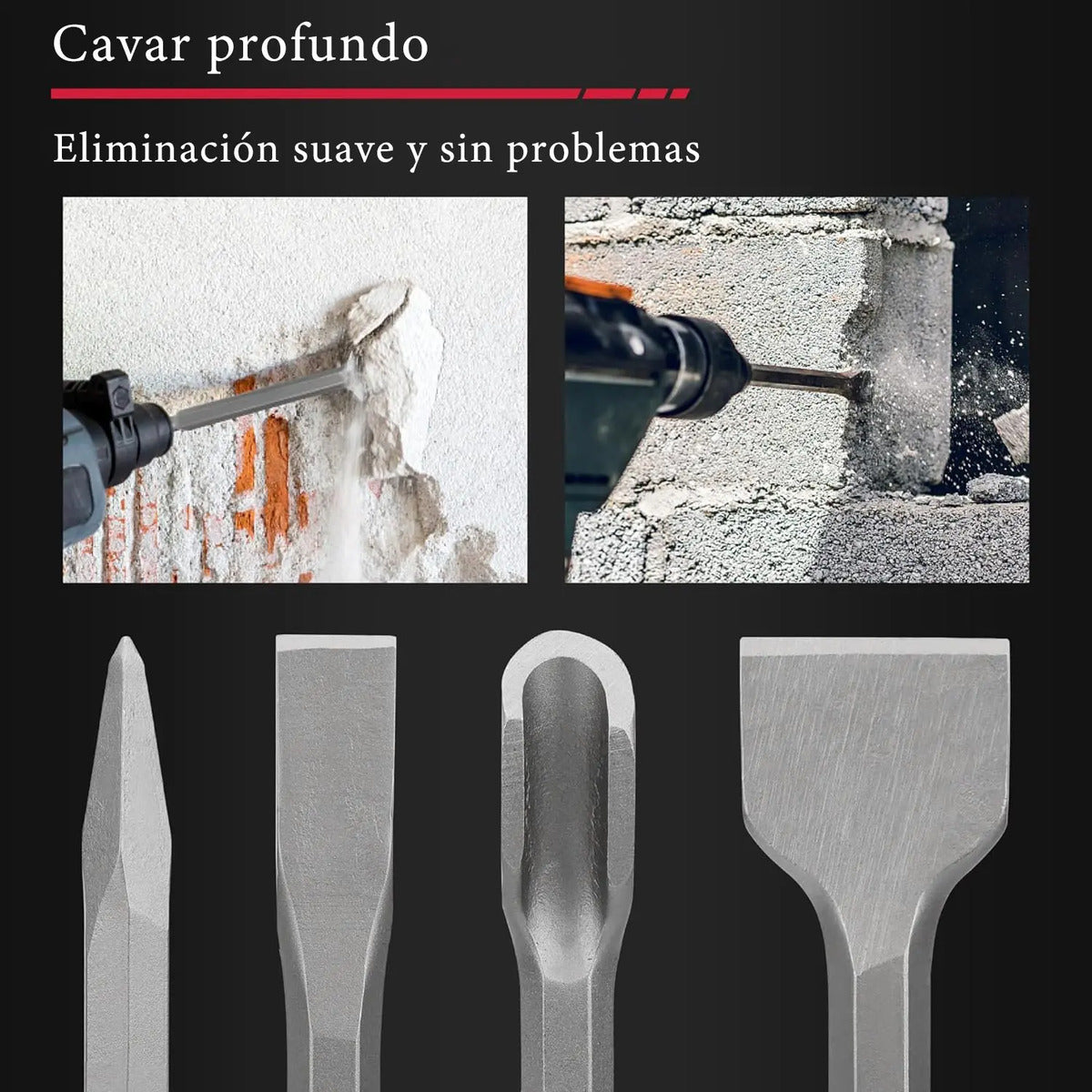 Juego de 17 Brocas SDS-Plus y Cinceles – 40CR+YG8 para Hormigón y Piedra
