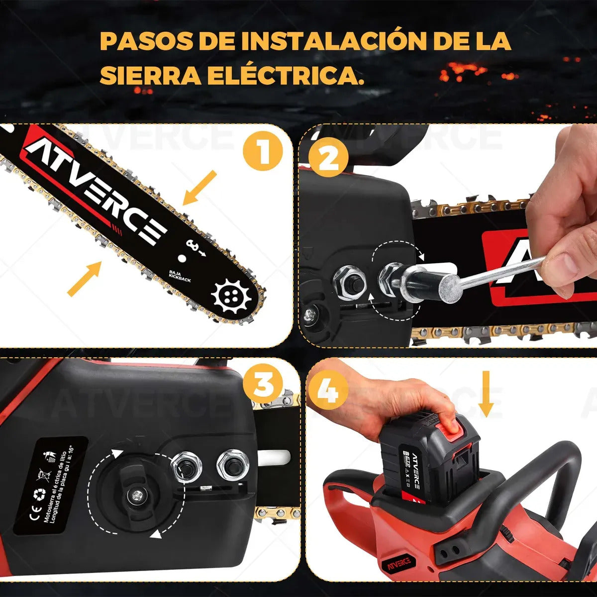 Motosierra Eléctrica 21V – 16 Pulgadas con Doble Batería 4500mAh y 4 Cadenas