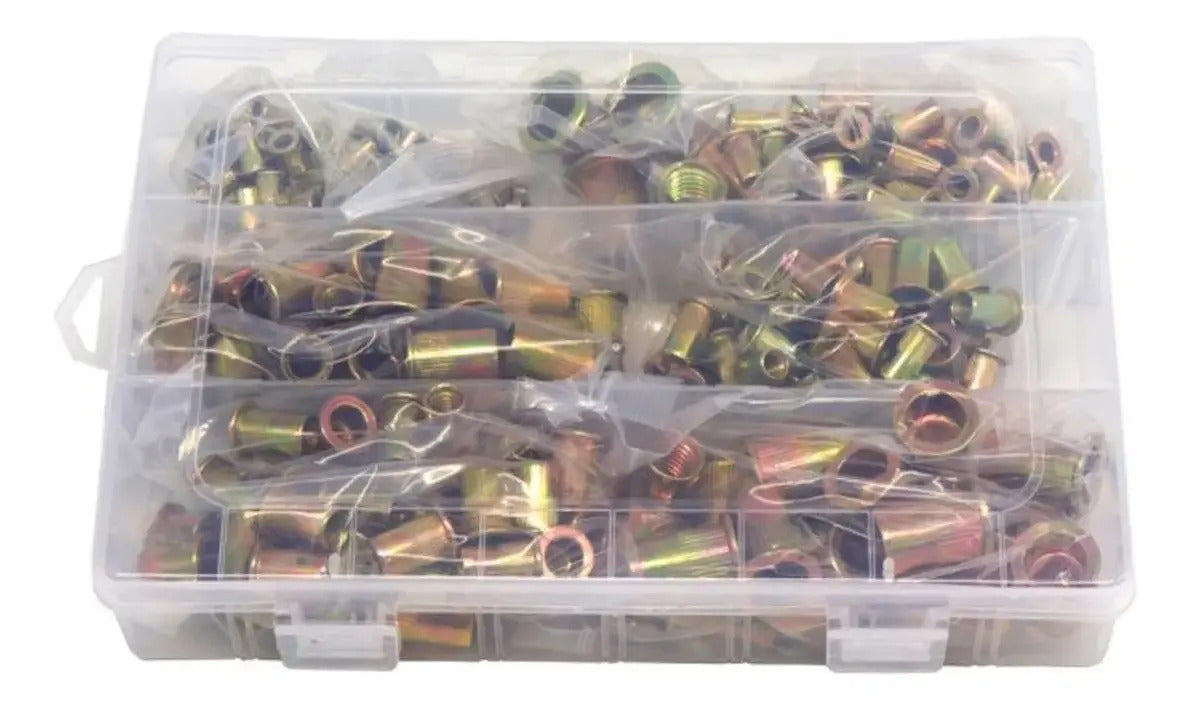 Kit de 300 Tuercas Remachables de Cabeza Plana – Acero Galvanizado M3 a M8