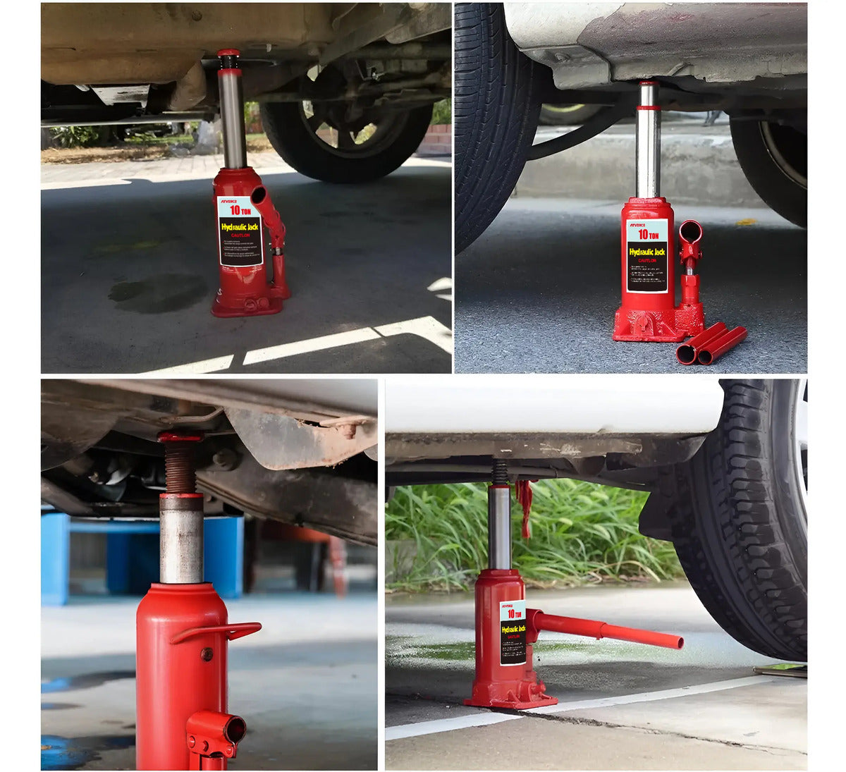 Gato Hidráulico Vertical 10 Toneladas – Elevación 195‑380 mm para Coche y SUV