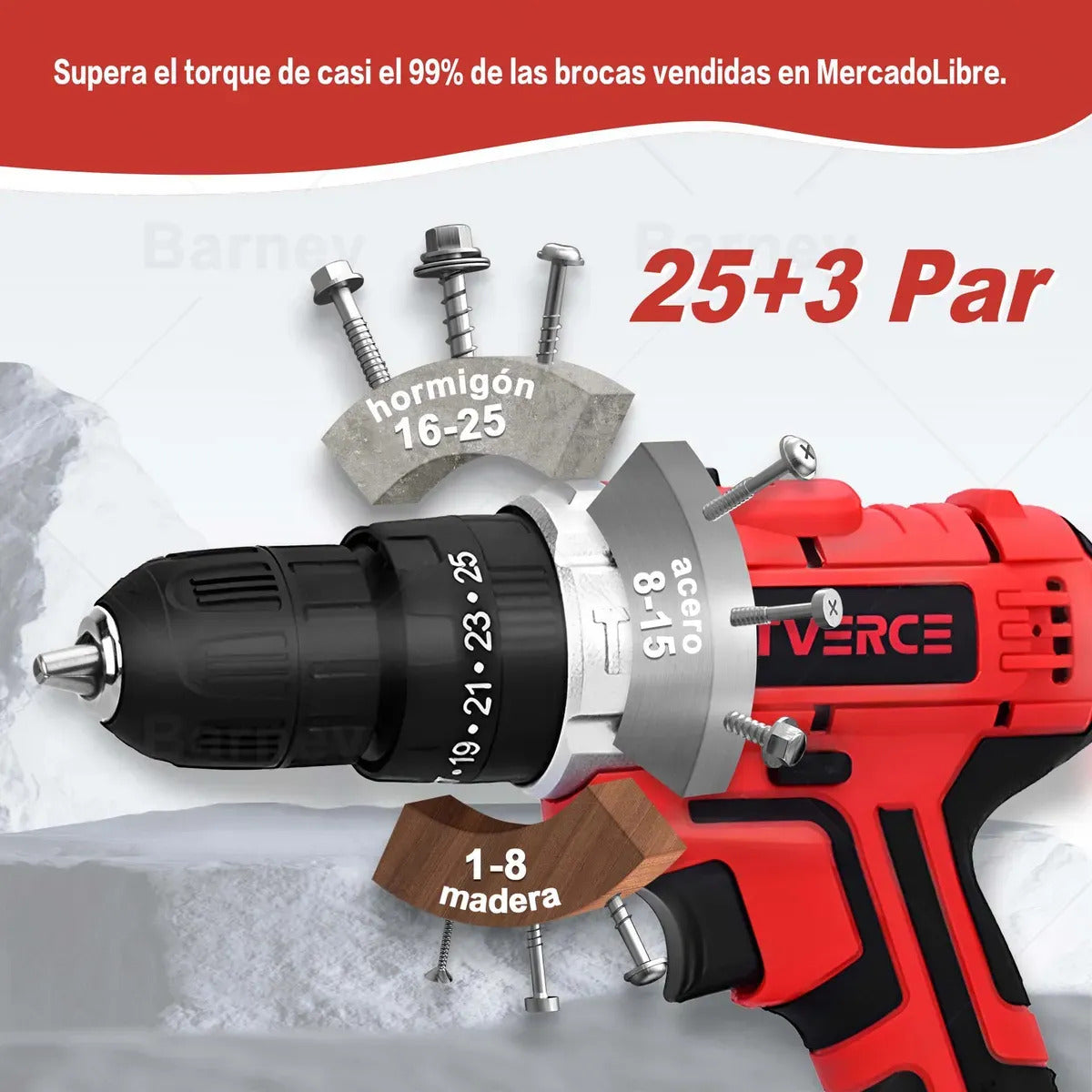 Taladro de Impacto 21V – 3 Modos, 25 Velocidades y 2 Baterías 1300mAh