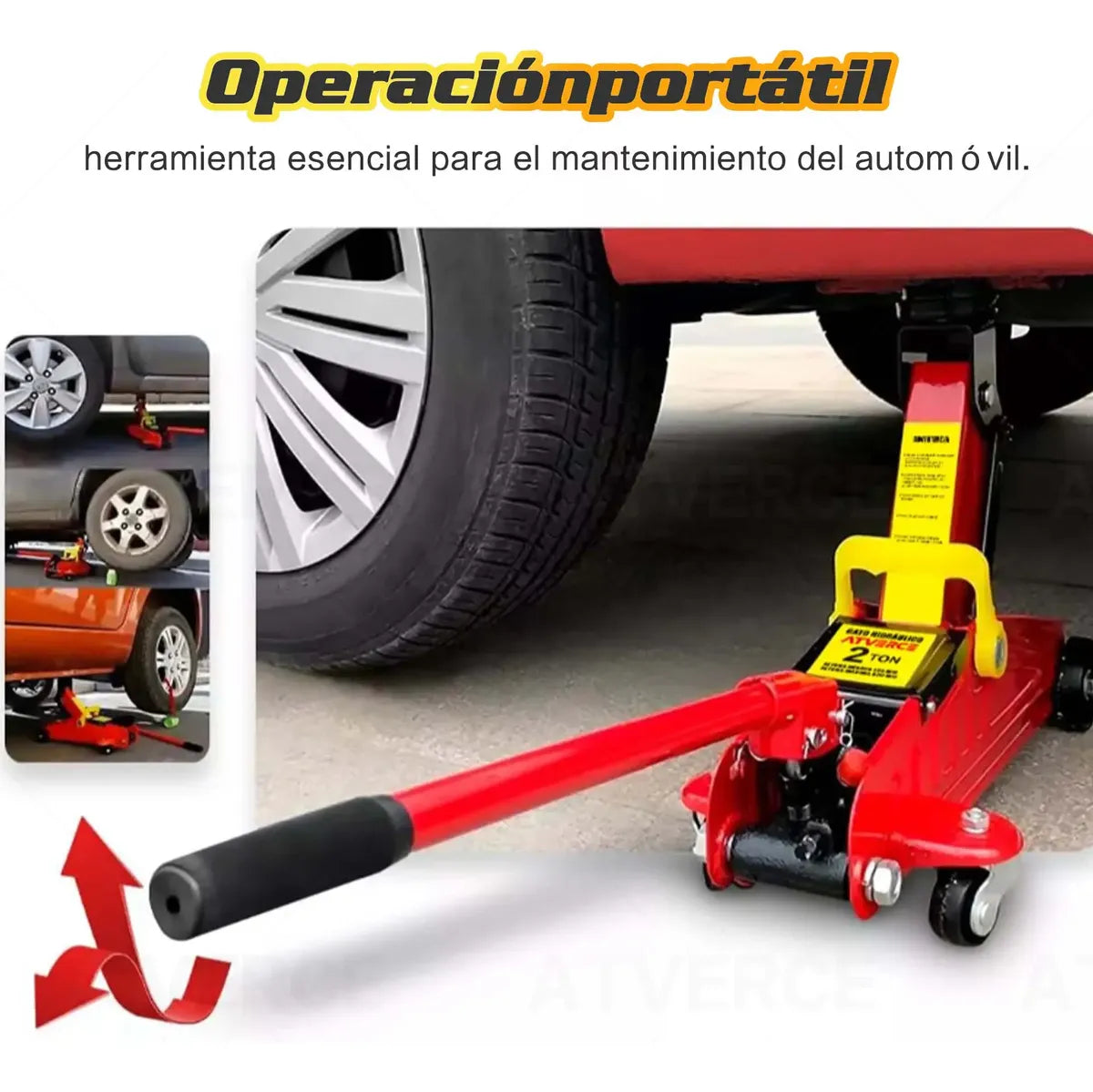 Gato Hidráulico 2T Tipo Horizontal para Auto | Elevación 135-320mm | Acero Reforzado con Válvula de Seguridad