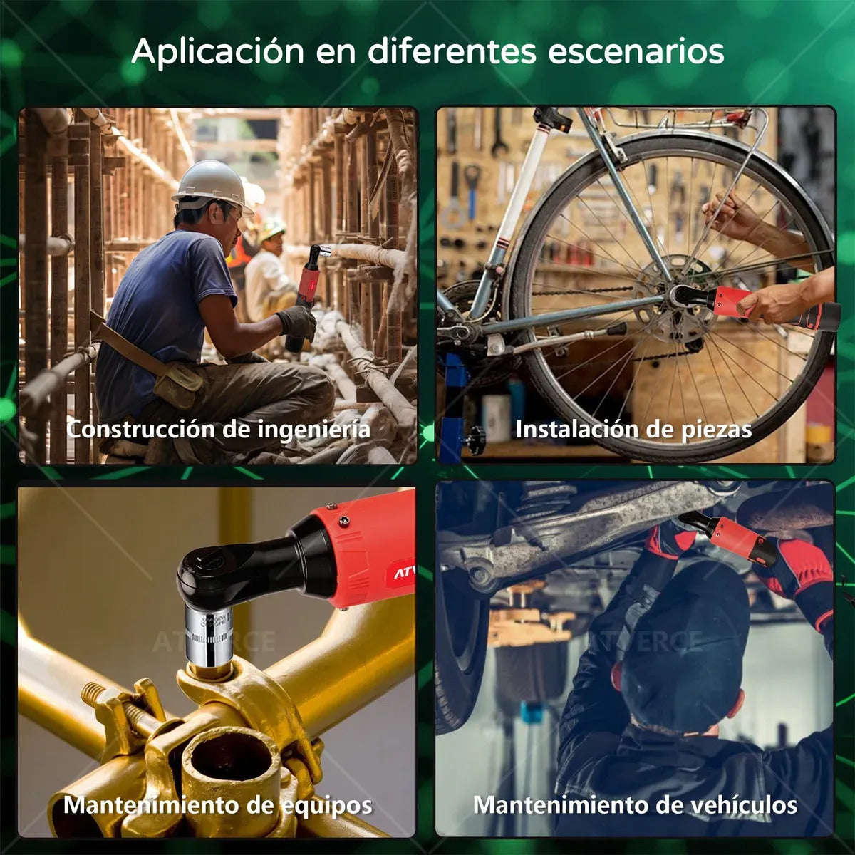 Llave de Impacto 12V – 580 RPM, Doble Batería y Juego de 7 Vasos