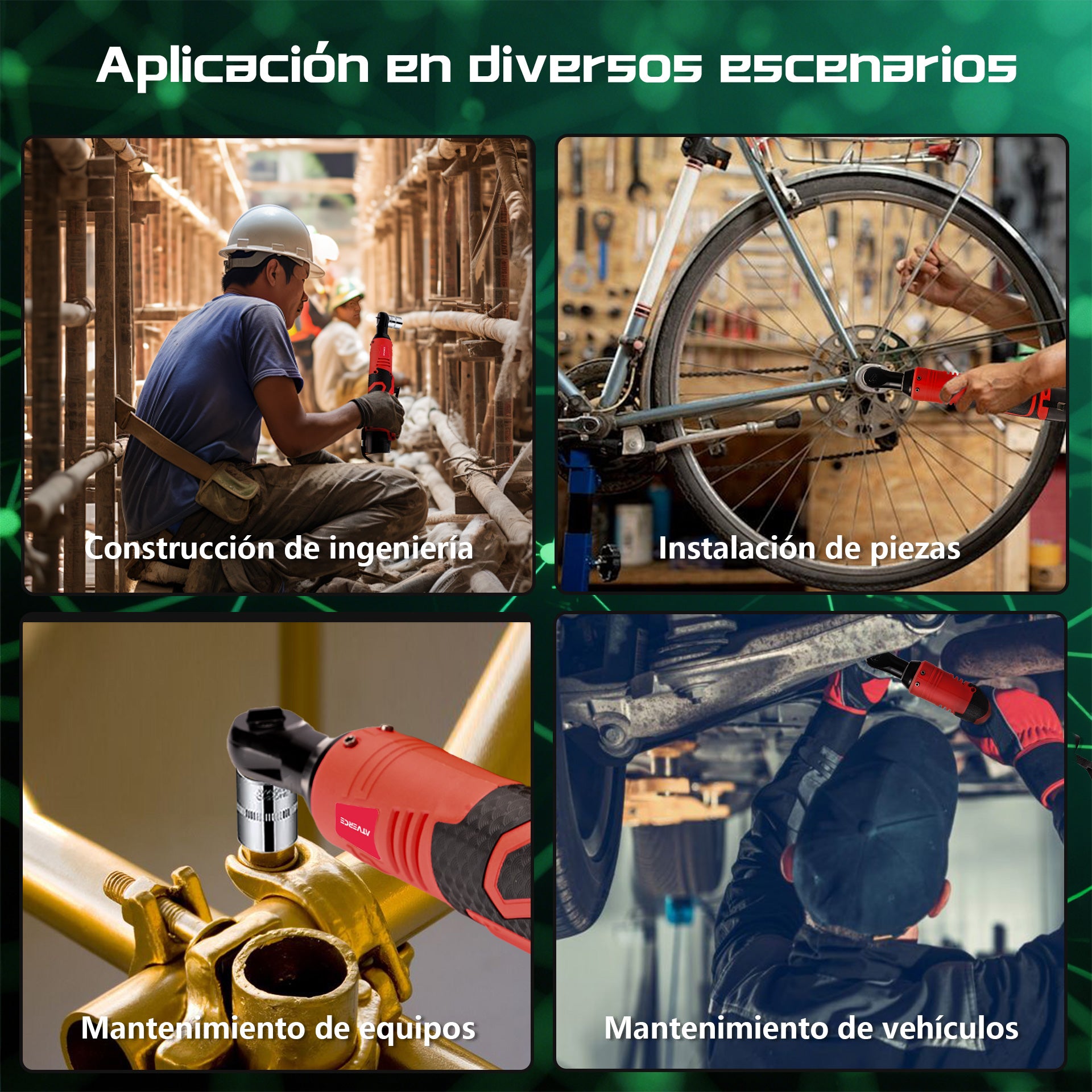 Llave de Impacto Eléctrica 16.8V – 580 RPM, Doble Batería y Juego de Vasos 46 Piezas