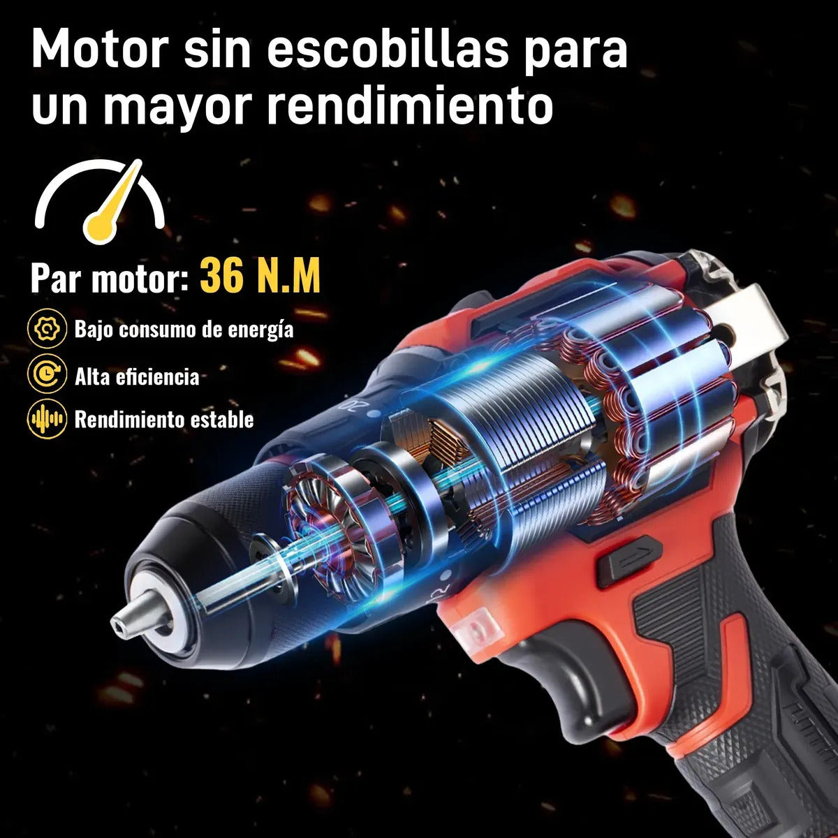 Taladro Percutor Sin Escobillas 21V – 3 Modos y Doble Batería 2600mAh