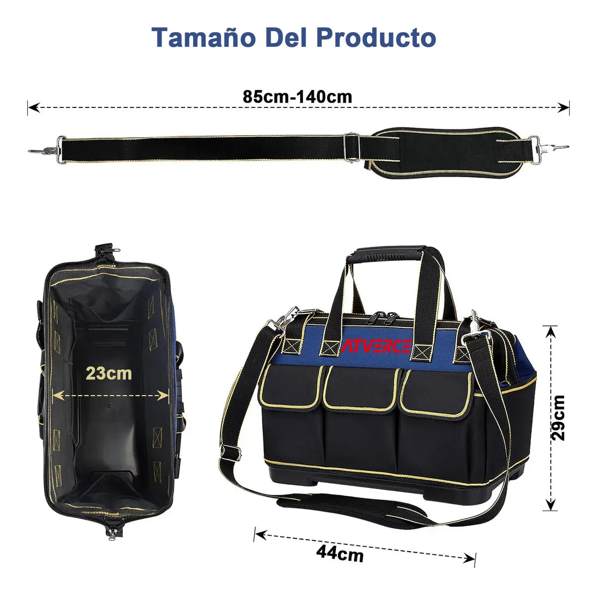 Bolsa de Herramientas 17" de Lona Oxford – 16 Bolsillos y Base PP Reforzada