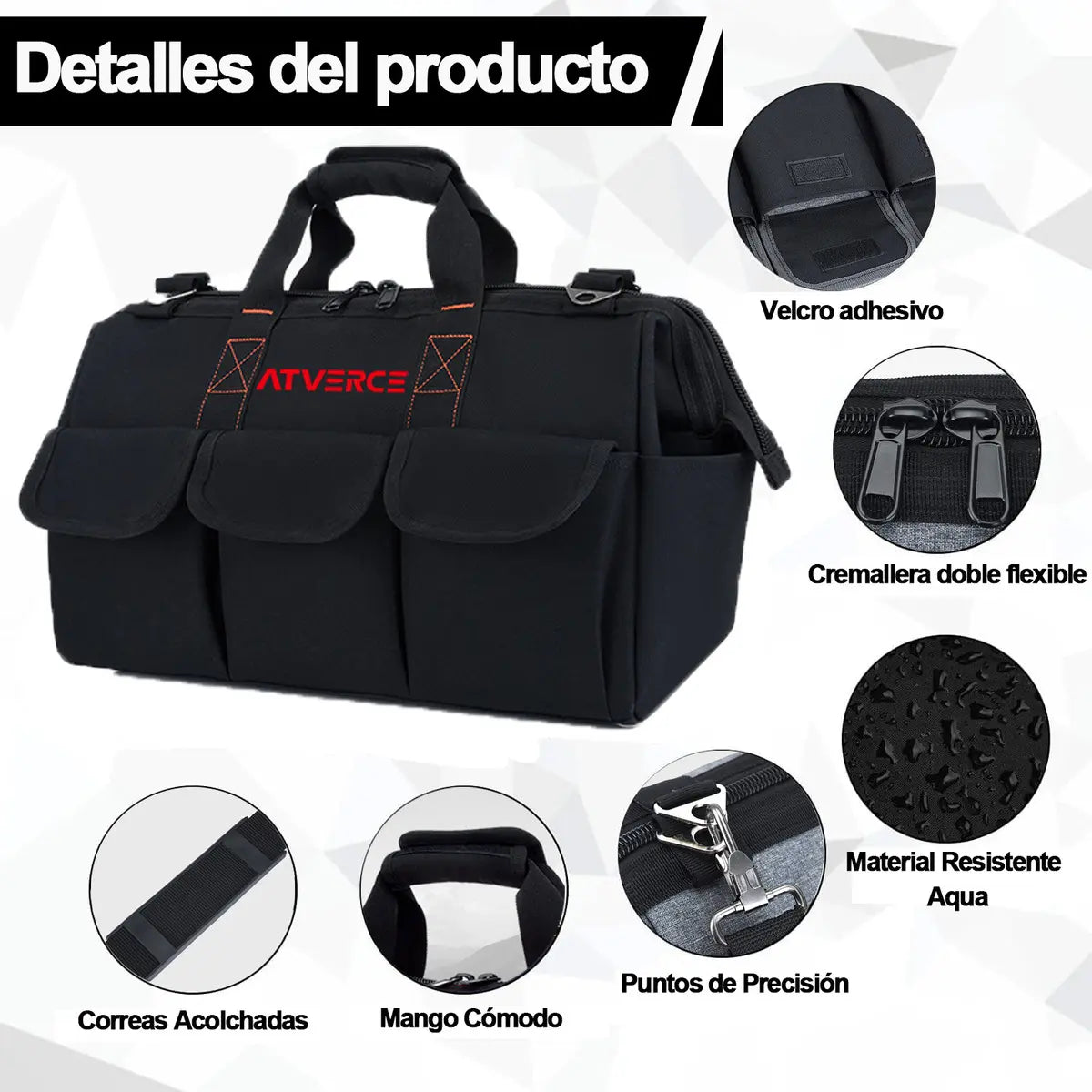 Bolsa de Herramientas 16 Pulgadas de Lona Oxford – Resistente y Organizadora