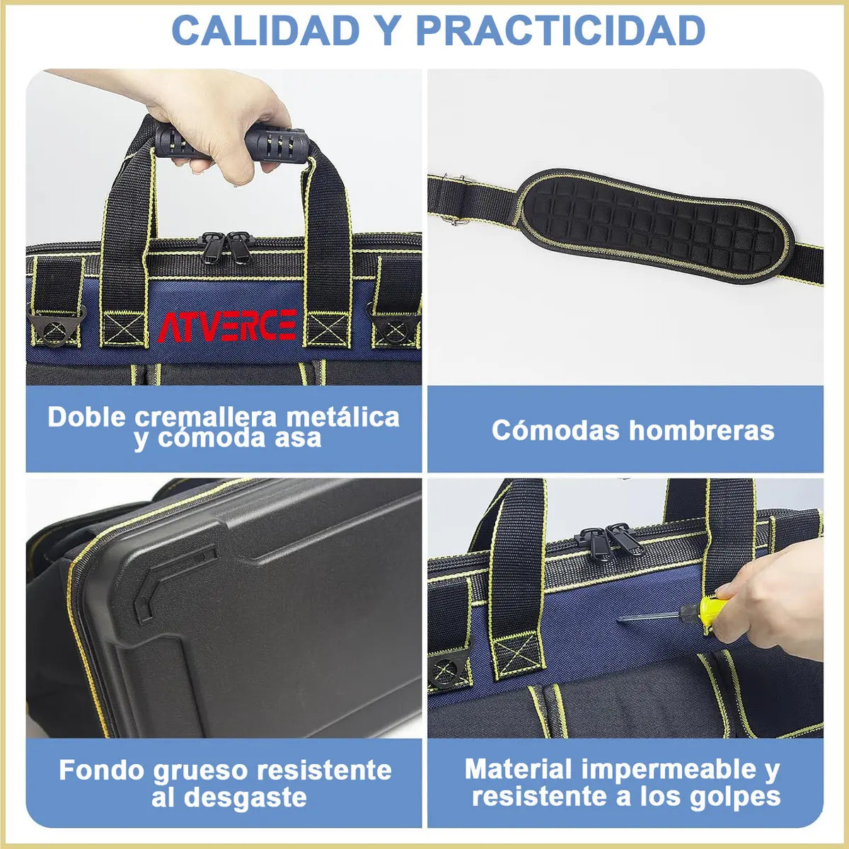Bolsa de Herramientas 17" de Lona Oxford – 16 Bolsillos y Base PP Reforzada