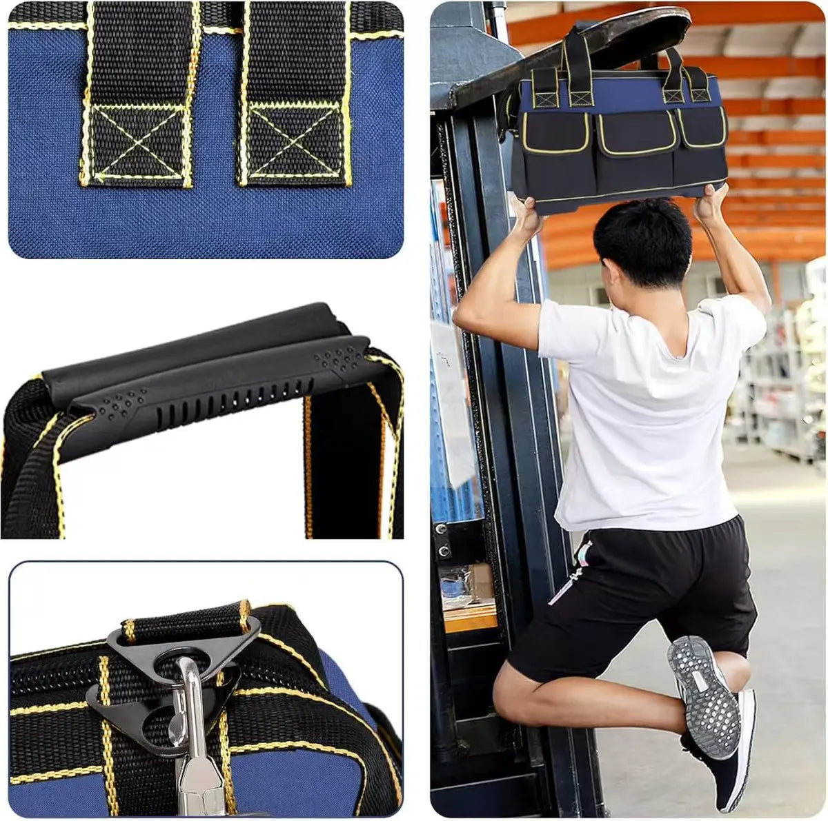 Bolsa de Herramientas 17" de Lona Oxford – 16 Bolsillos y Base PP Reforzada