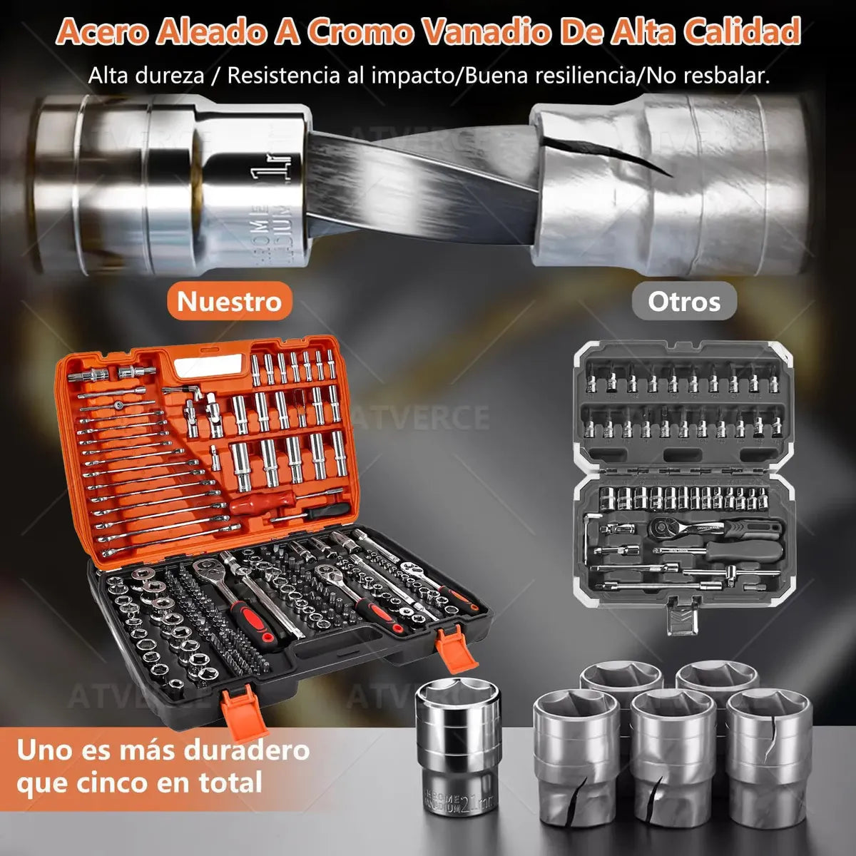 Juego de Herramientas 216 Piezas – Acero Cromo Vanadio, Caja Organizadora para Automóvil