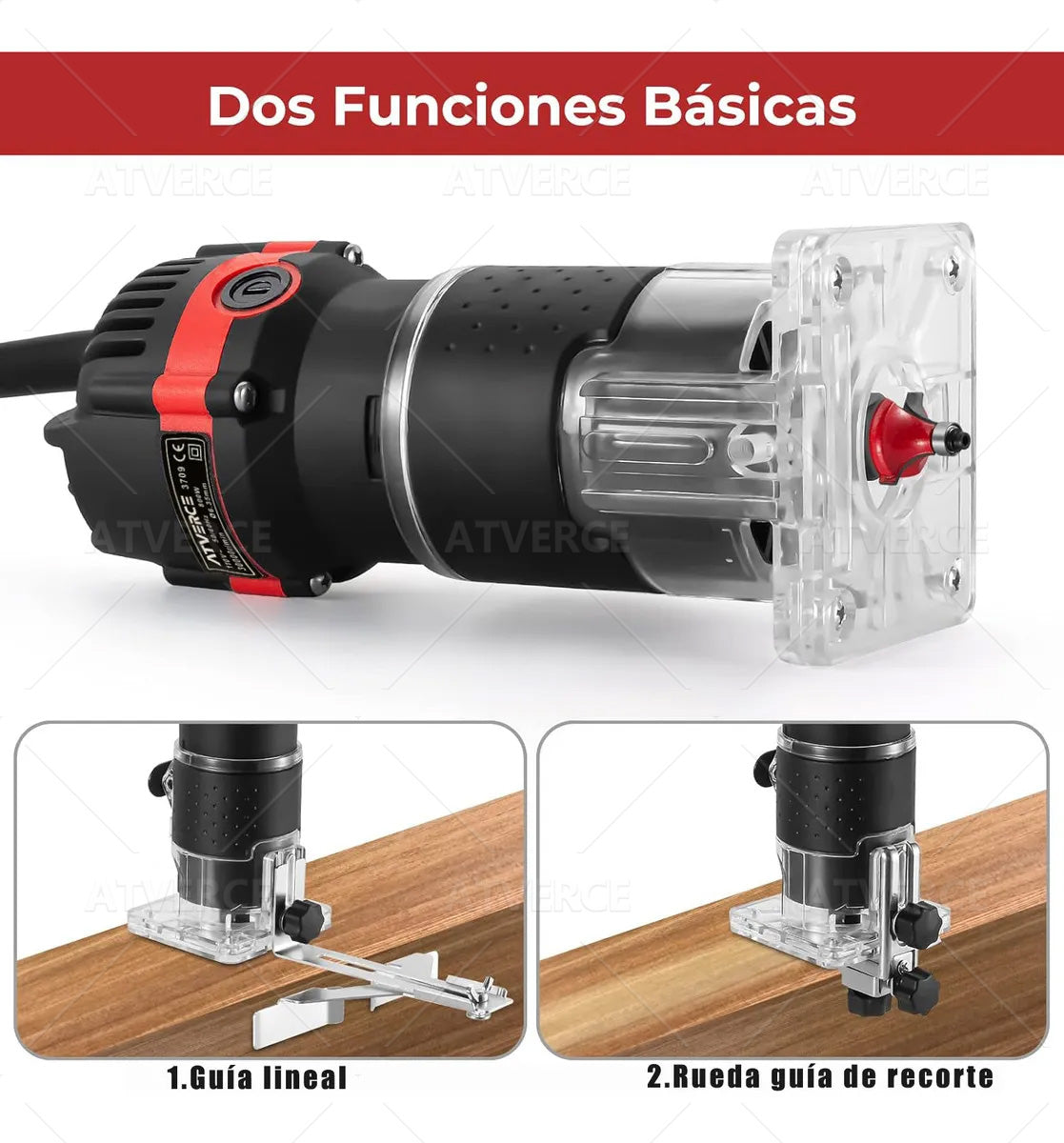 Lijadora/Recortadora 800W – 30000 RPM y 15 Fresas para Madera y PVC