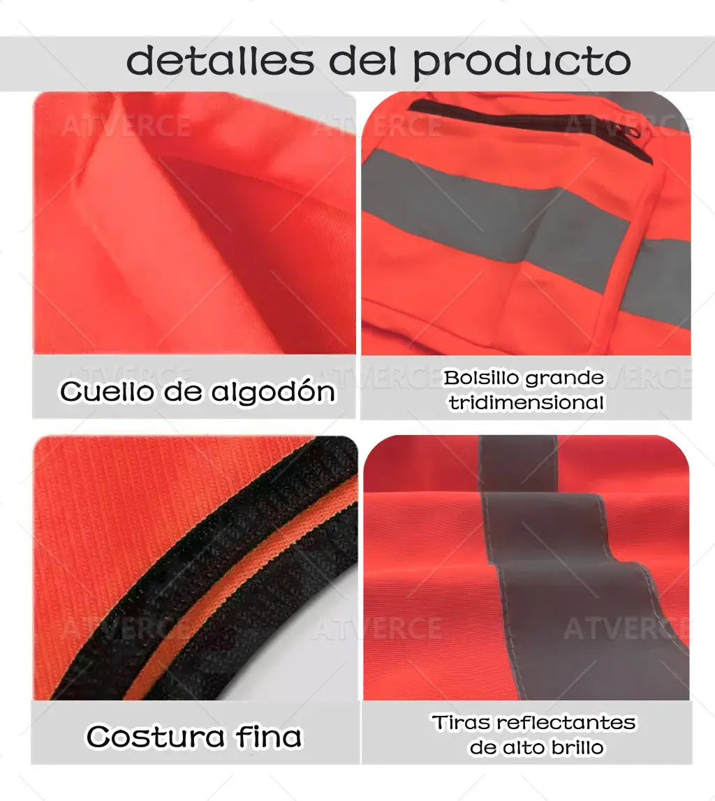 Chaleco Reflectante Alta Visibilidad 360° – Transpirable con Múltiples Bolsillos